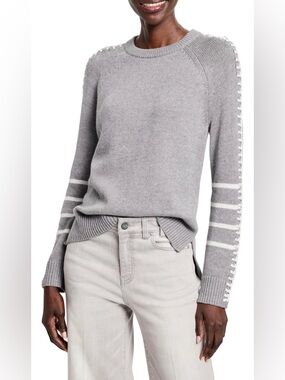 NIC+ZOE Women’s Dashing Down Sweater Gray Sz S (PP) NWT Knit Pullover Classic #F